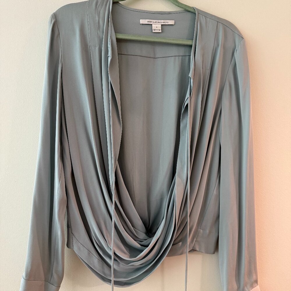 Diane von Furstenberg Grey/Blue Blouse